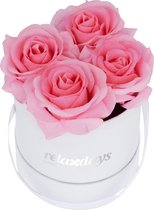 Relaxdays flowerbox - rozenbox - box - 4 kunstrozen - bloemenboeket - decoratie - roze