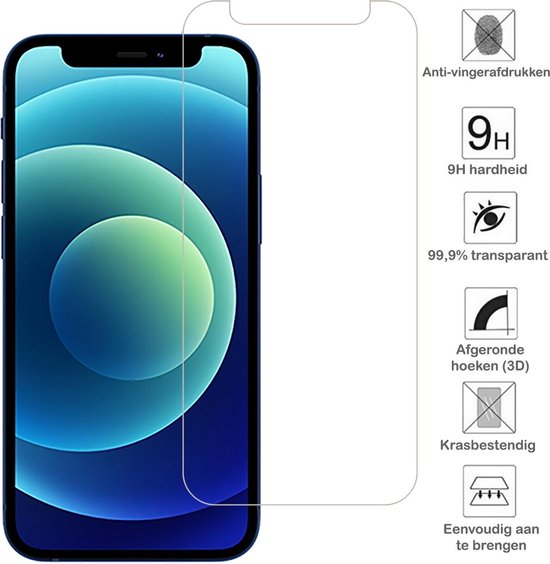Screenprotector: Anti-vingerafdrukken, 9H hardheid, 99,9% transparant, afgeronde hoeken, krasbestendig, eenvoudig aan te brengen.