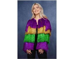 Fever - Tinsel Mardi Gras Kostuum Jacket - S/M - Multicolours