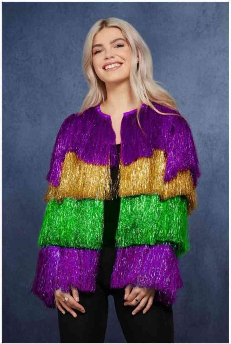 Fever - Tinsel Mardi Gras Kostuum Jacket - S/M - Multicolours