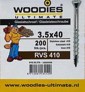 Woodies glaslatschroeven 3.5x40 RVS 410 T-10 deeldraad 200 stuks | bol.com
