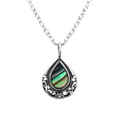 Ketting dames | Zilveren ketting met hanger, abalone, druppelvorm | WeLoveSilver