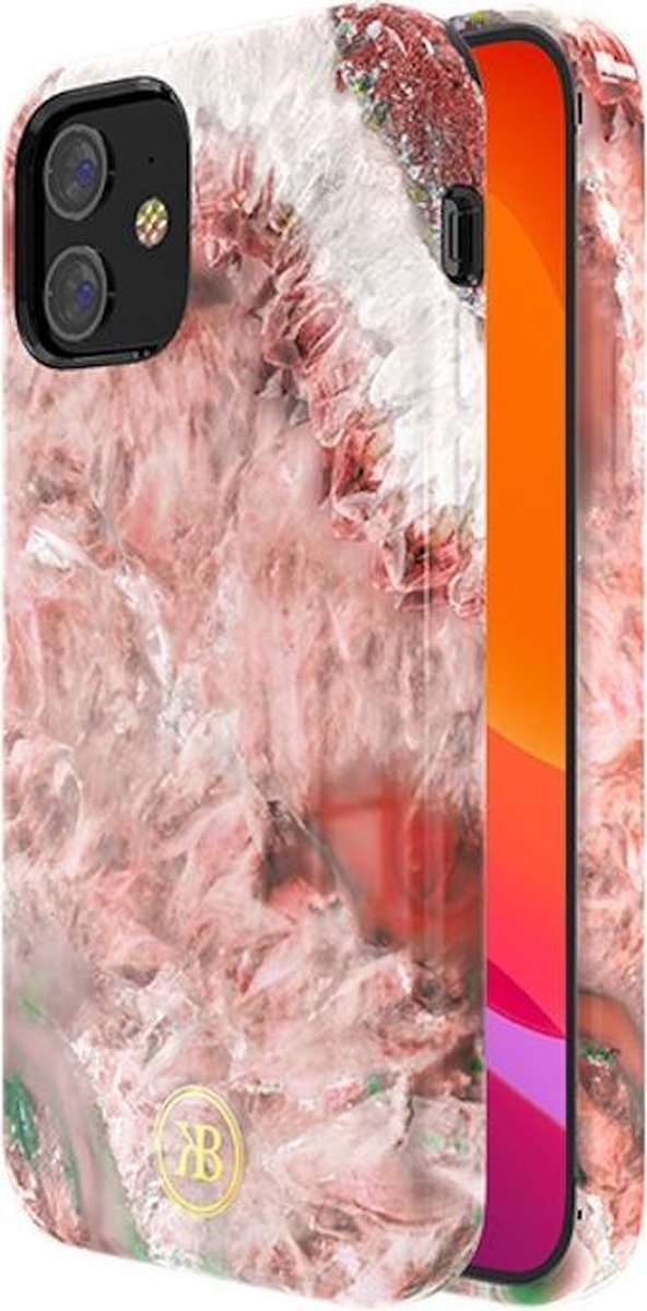Kingxbar iPhone 12 en iPhone 12 Pro hoesje roze kristal - BackCover - anti bacterieel - Crystals from Swarovski