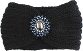Trendy haarband hoofdband met broche kleur zwart maat one size