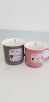 Mok moeder grijs en roze 2 stuks
