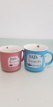 Mok vader blauw en roze 2 stuks
