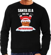 Foute Kerstsweater / Kersttrui Santa is a big fat motherfucker zwart voor heren - Kerstkleding / Christmas outfit 2XL