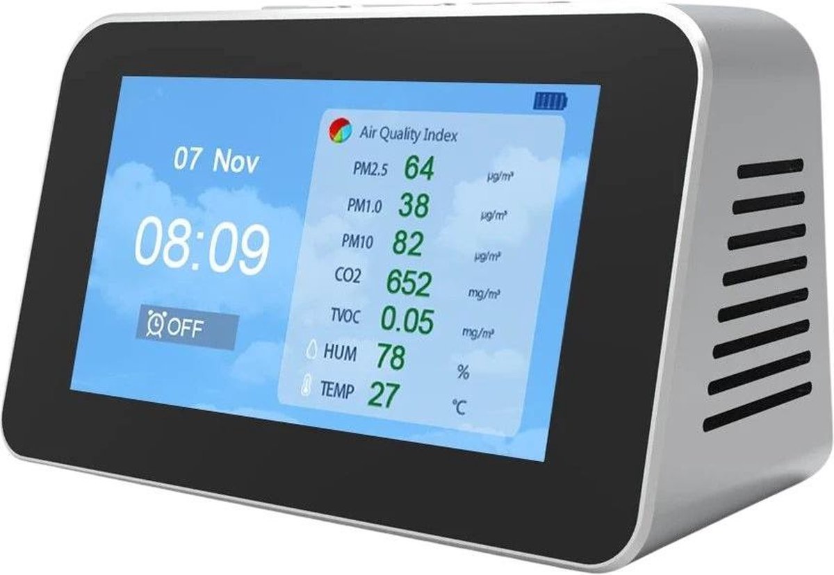 CO2 meter met fijnstof- en TVOC-meting - luchtkwaliteitmeter - controle op  voldoende... | bol.com