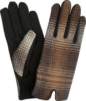 Dames handschoenen bruin geblokt maat S/M