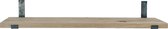 GoudmetHout Massief Eiken Wandplank - 160x20 cm - Industriële Plankdragers L-vorm Up - Staal - Zonder Coating - Wandplank hout