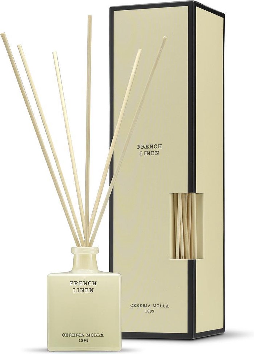 Cereria Mollà 1899 Mikado Geurstokjes Premium 100ml French Linen Ideaal cadeau Lente Zomergeur