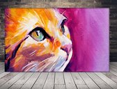 Bedrukt portret van geverfde poes Canvas 120 x 60 cm