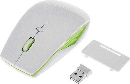 INDENA Indigo G-192 Draadloze Optische Muis – 2.4GHz – Ergonomisch – 1000/1200/1600 DPI – Plug & Play – PC/Laptop - wit