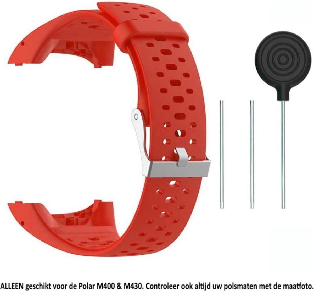 Siliconen Bandje - Geschikt voor Polar M400/M430 - Rood