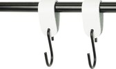 2x Leren S-haak hangers - Handles and more® | WIT - maat M  (Leren S-haken - S haken - handdoekkaakje - kapstokhaak - ophanghaken)