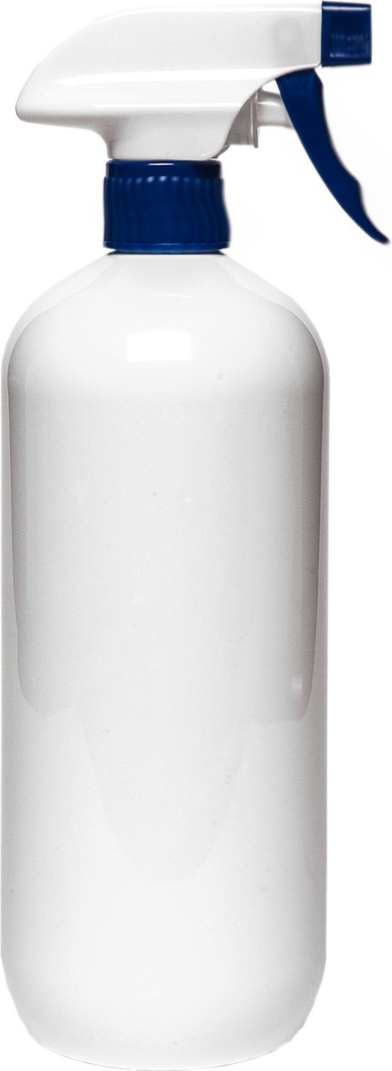 Lege plastic fles 1 Liter PET wit - met blauwe spraykop - set van 10 stuks - Navulbaar - leeg