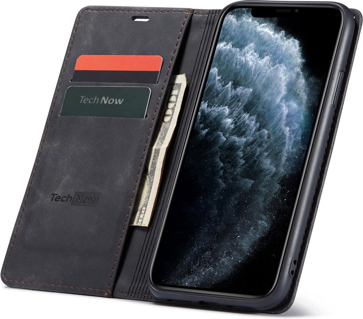 Hoesje geschikt voor iPhone 11 - Book Case Leer Slimline Zwart