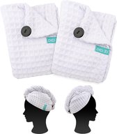 Haarhanddoek Voor Het Haar - HAIR TURBAN - Sneldrogende  Microvezel Handdoek - WIT DUO PACK