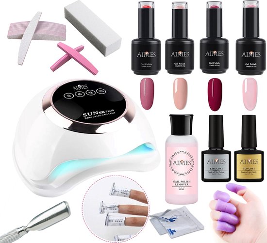 Aimes Professionele Gellak starterset - Gellak - Led Uv lamp 88W - Manicure set - Remover vinger tips - Hoge kwaliteit - Luxe design - Gel nagellakset