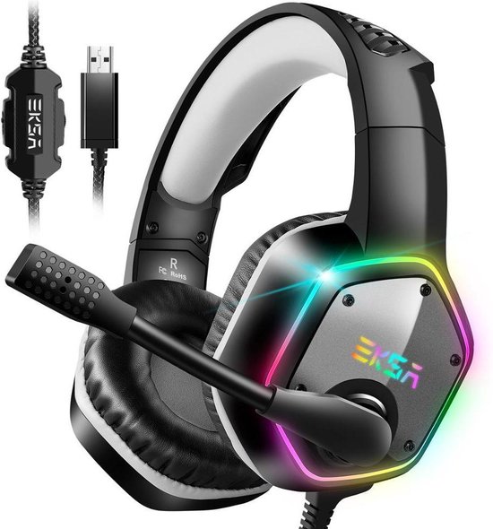EKSA - Gaming headset - RGB - USB - koptelefoon - hoofdtelefoon met... | bol.com