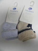 2 pack sokken noukie's , beige met marine en blauw streepje grijst  16  0-3 maand