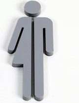 Genderneutraal Toilet Dames Heren pictogram - wc bordje - 15 cm - grijs acrylaat - Promessa-Design.