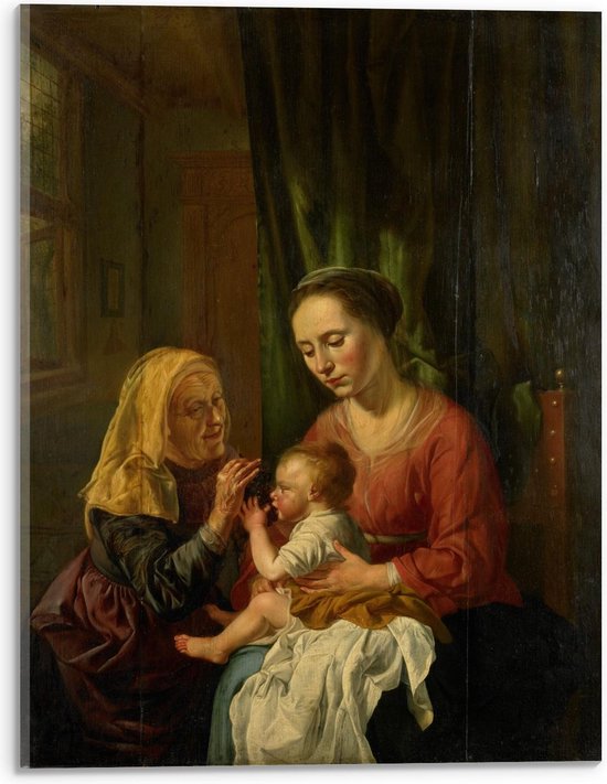 Acrylglas - Oude meesters - Maria met kind en de heilige Anna, Dirk v Hoogstraten - 30x40cm Foto op Acrylglas (Met Ophangsysteem)