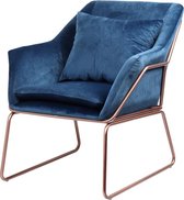 Maison´s Fauteuil – Fauteuil – Fauteuils met armleuning – Blauw – Rosé goud – Fauteuils – Fauteuils stof