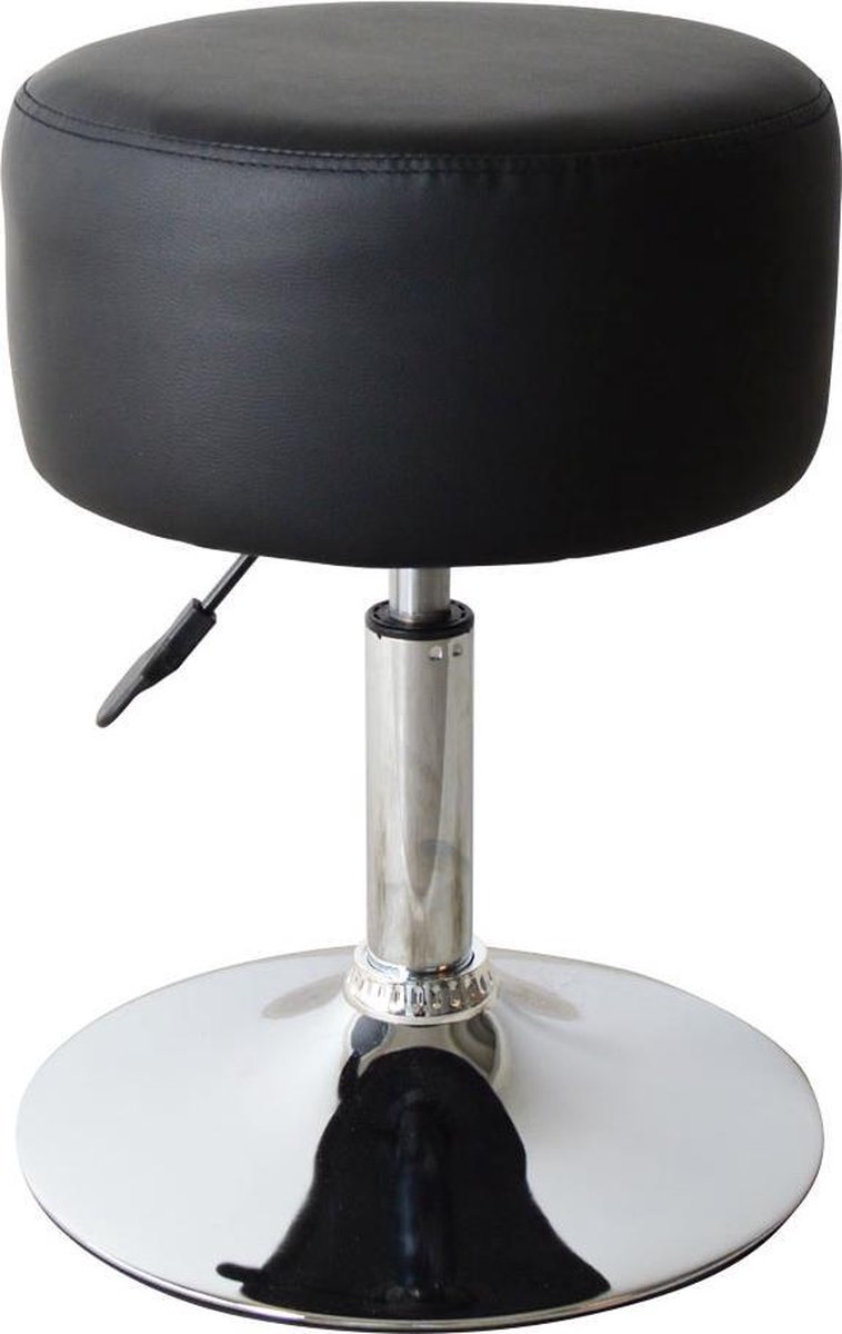 Krukje retro vintage - kaptafel stoel krukje - hoogte verstelbaar tot 65 cm - zwart - VDD