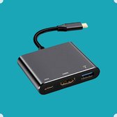 Veni Roots USB C adapter met USB, HDMI 4K, USB C poort - Gratis HDMI kabel inbegrepen - Voor Macbook & smartphone - Zwart Business Edition
