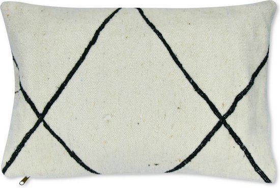 Bol Com Berber Beni Ourain Kussen Wit Bohemian Stijl Kelim Stof 55 X 40 Cm