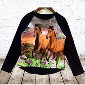 Shirt met paard zwart -s&C-110/116-Longsleeves meisjes