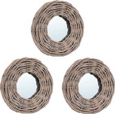 Wandspiegel 3 stuks (incl LW 3d klok) - spiegel