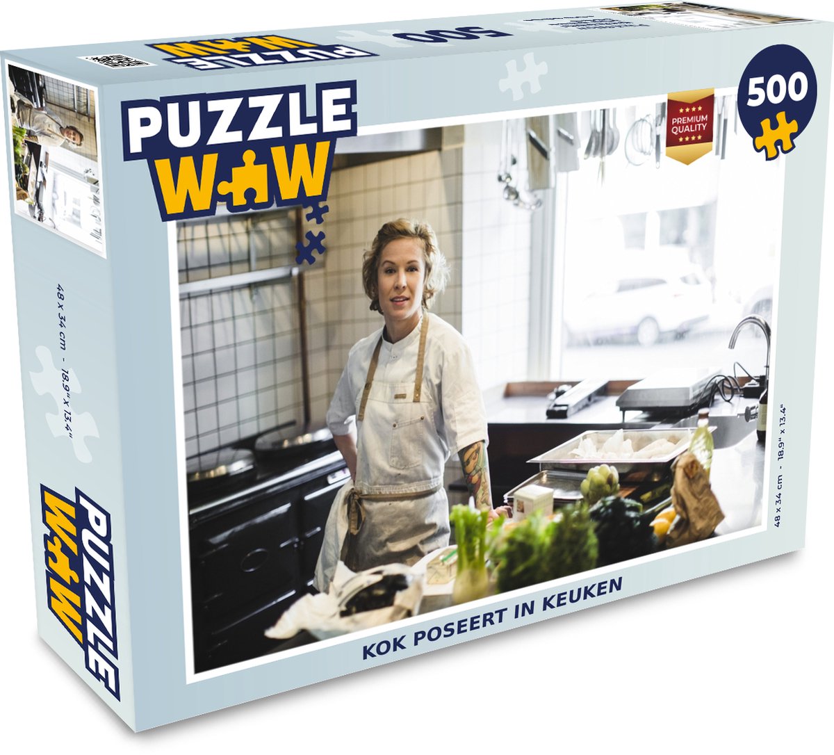 Afbeelding van product Puzzel 500 stukjes Kok - Kok poseert in keuken - PuzzleWow heeft +100000 puzzels