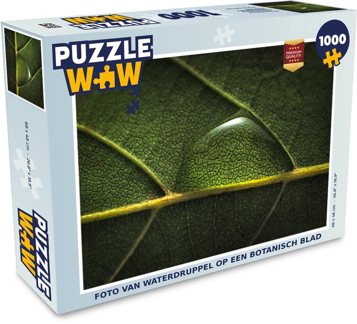 Afbeelding van product Puzzel 1000 stukjes volwassenen Botanisch 1000 stukjes - Foto van waterdruppel op een botanisch blad - PuzzleWow heeft +100000 puzzels