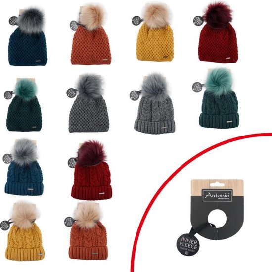 Muts Dames | Winter muts | Wintermutsen | Muts PomPoms | Beanie | One size  | Donkeroranje | bol.com