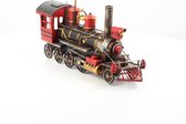 Stoomlocomotief - trein - tin - rood - decoratie - lengte 41cm