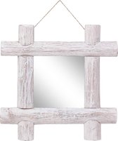 Wandspiegel 50x50cm hout (incl LW 3d klok) - spiegel