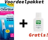 Clearblue Zwangerschapstest met Wekenindicator, set van 2 digitale testen + GRATIS Chilly wasemulsie