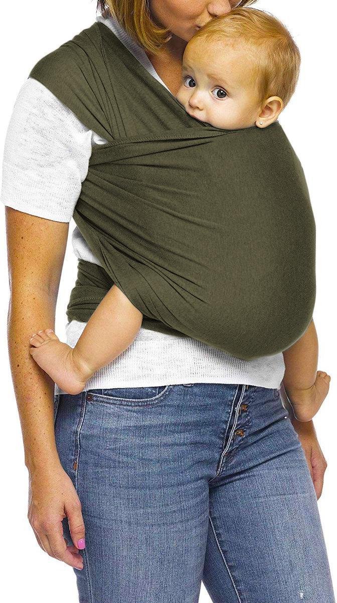 Ergonomische Rekbare Baby Draagdoek Van Katoen Om Te Knopen - Groen - Babywrap - Draagdoeken - Babydrager - Buikdrager - Rugdrager - Heupdrager - Baby sling - Baby Carrier - Draagzak - Baby Wrap Sling - Draagdoek - Incl Handleiding - Gratis slabbetje van LittleLofy — afbeelding 4