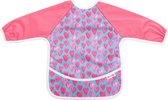 Slab met mouwen KliederZ | ‘Roze Hartjes’ lange mouwslab met opvangbakje | meisjes 12 - 30 mnd babyslab LB09b