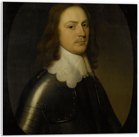 Forex - Oude meesters - Portret van een officier, Gerard van Honthorst, 1644 - 50x50cm Foto op Forex