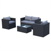 Anzio set , 1 bank, 2 fauteuils, 1 bijzettafel van wicker