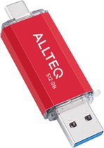 USB stick - Dual USB - USB C - 512 GB - Rood - Allteq