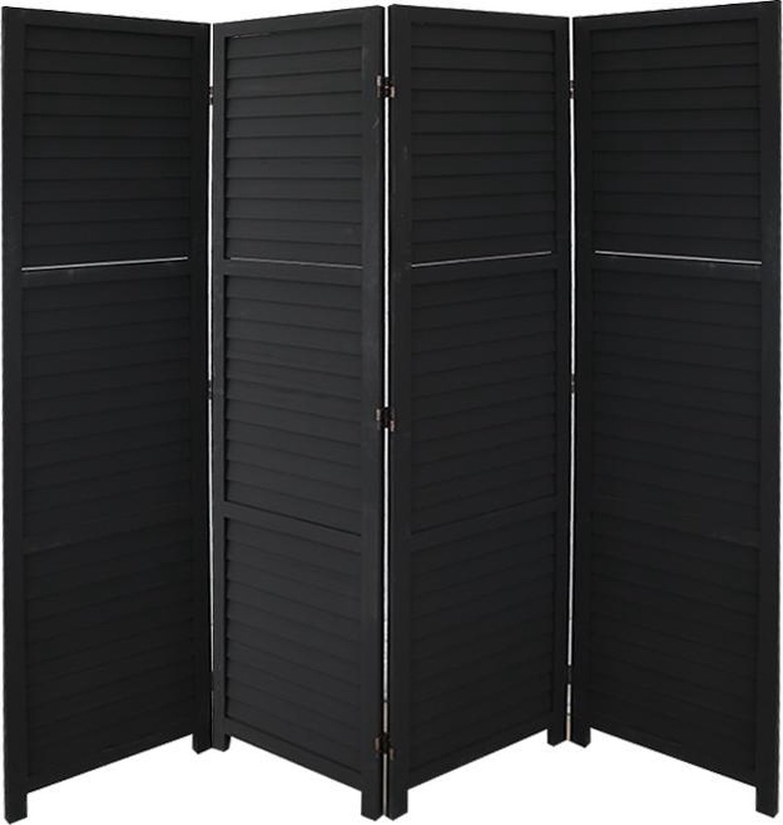 LW Collection Kamerscherm zwart hout – kamerschermen 4 panelen – scheidingswand 170×160 kant en klaar