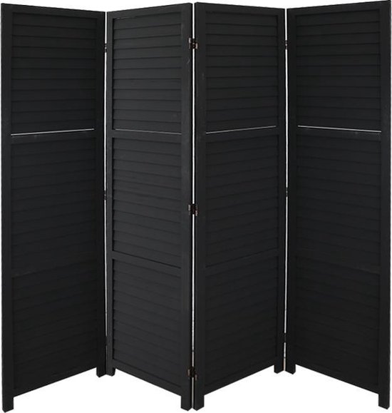 Kamerscherm zwart hout - kamerschermen 4 panelen - scheidingswand 170x160cm