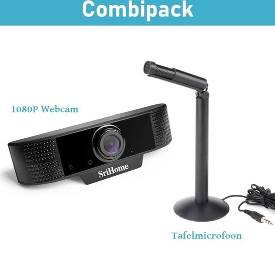 FullHD 1080P Webcam met Microfoon voor PC Laptop. USB Camera met tafelmicrofoon... | bol.com
