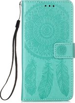 Apple iPhone 12 Pro Hoesje - Mobigear - Dreamcatcher Serie - Kunstlederen Bookcase - Turquoise - Hoesje Geschikt Voor Apple iPhone 12 Pro