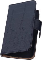 Wicked Narwal | Croco bookstyle / book case/ wallet case Hoes voor HTC One S Zwart