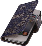Wicked Narwal | Lace bookstyle / book case/ wallet case Hoes voor iPhone 4 Blauw